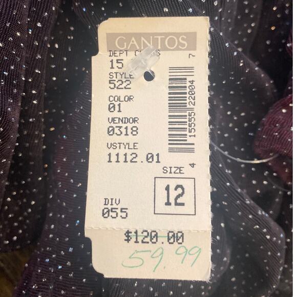 Vintage 90s Betsy & Adam Mini Dress Sparkle Stretch Knit Black Silver NEW Medium - Picture 9 of 9